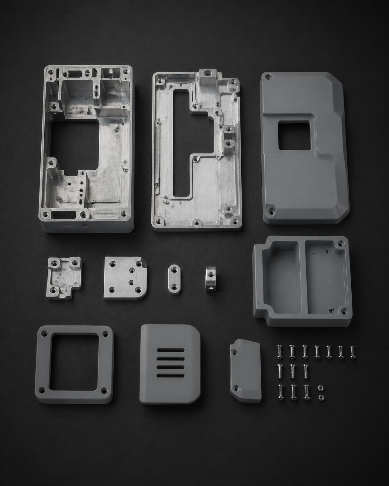 Piezas mecanizadas y prototipos de carcasa para un dispositivo electrónico